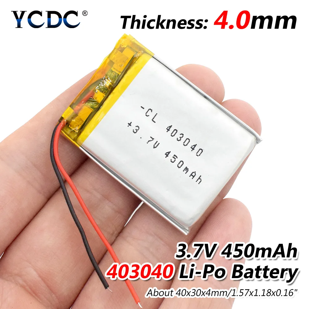 

1Pcs Li-Po cells 3.7V 450mAh 403040 Lithium Polymer Rechargeable Battery For Tachograph Car DVR Bluetooth speaker