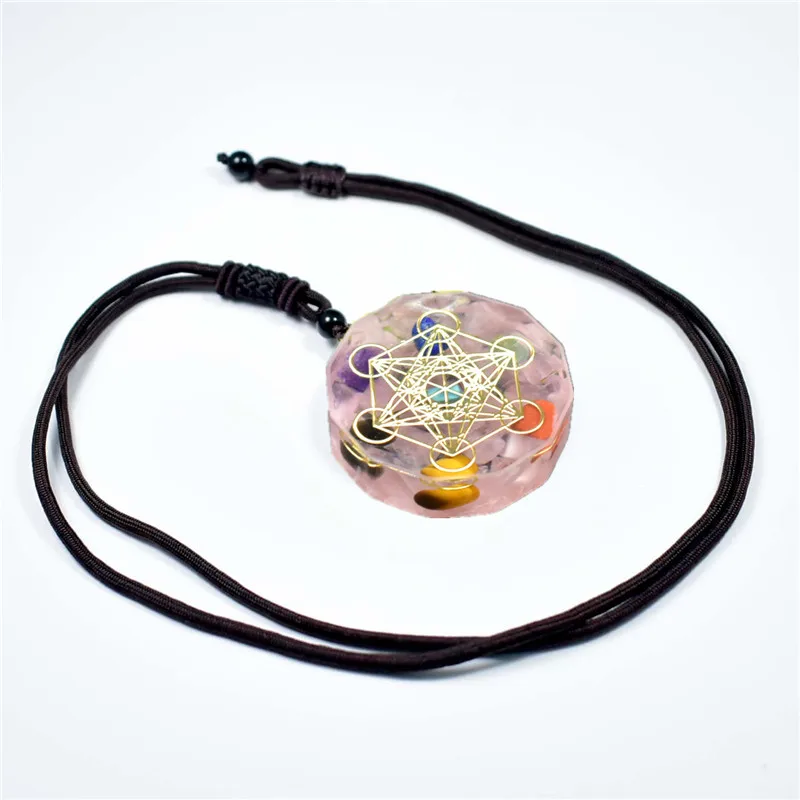 

Metatron Cube Unisex Religious Women Olivine Flower Of Life Cosmic Energy Center Sign Sacred Geometry Orgone Pendant Necklace