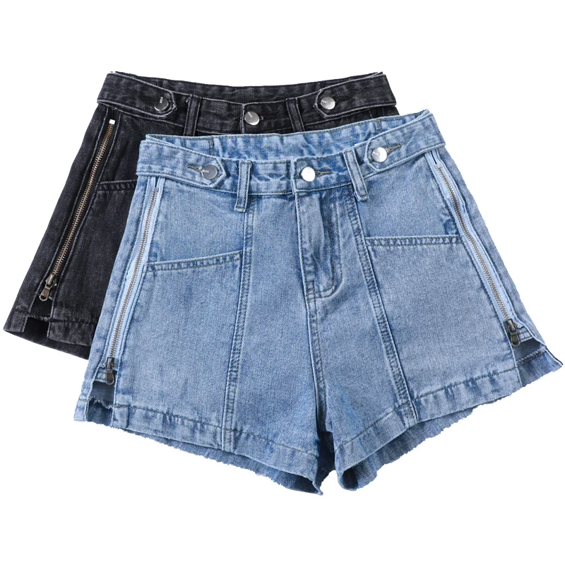 

Black Denim Shorts women's summer 2021 Korean high waist loose slim A-line wide leg hot pants