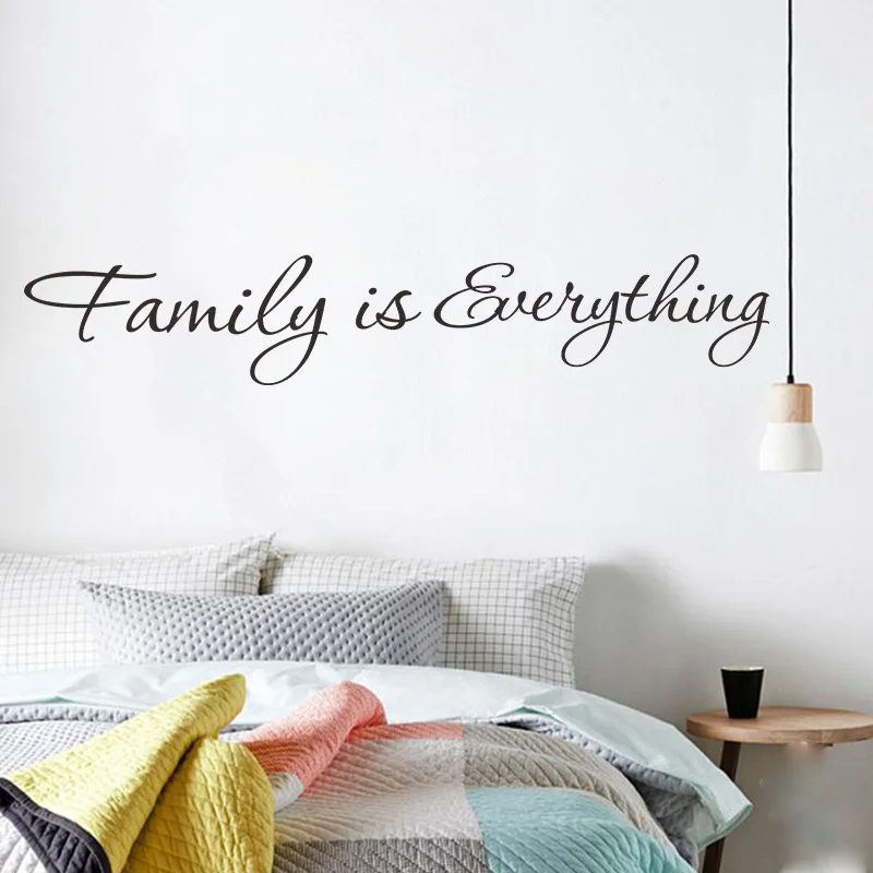 

Removable Mural Simple Life DIY Wallpaper English Proverbs Family Is Everything Characters Wall Sticker for Home Decoration