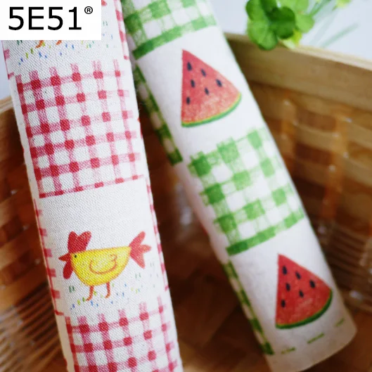 

cotton and linen cloth hand printing and dyeing decorative painting dining mat notebook cover chicken and watermelon
