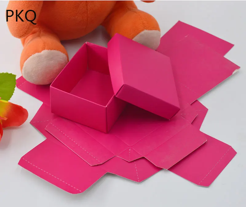 rose red 20 шт 6,5x6,5x3,8 см розовая бумажная коробка шоколад/Конфеты Подарочная коробка День Святого Валентина подарочная упаковка коробка розовый - Цвет: rose red