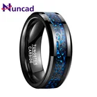 NUNCAD 8 мм обручальные кольца для мужчин, кольцо с Т-образным покрытием, черное вольфрамовое Карбидное кольцо с инкрустированным узором, синие Углеродные волокна, мужские ювелирные изделия