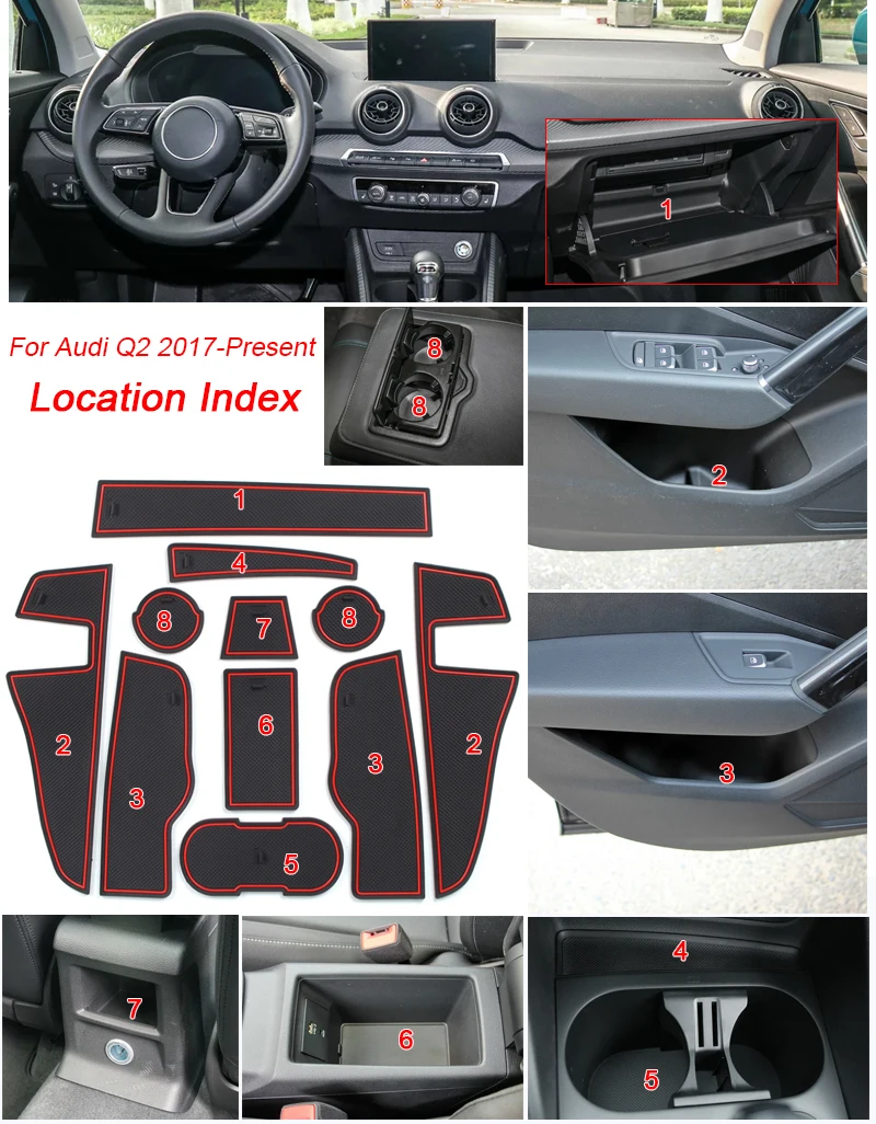 11 шт. автостайлинг для AUDI Q2 2017 в наличии латексные прокладки ворот коврик с пазом