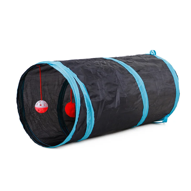 7 colors Foldable Pet Cat Toy Tunnel ring paper two-way tunnel with hanging two balls for cat Kitten playing drill bucket | Дом и сад