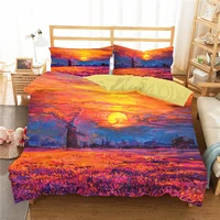 bed coverlet bedroom clothes 3d windmill oil painting printed home textile with pillowcase duvet cover bed linen king queen size