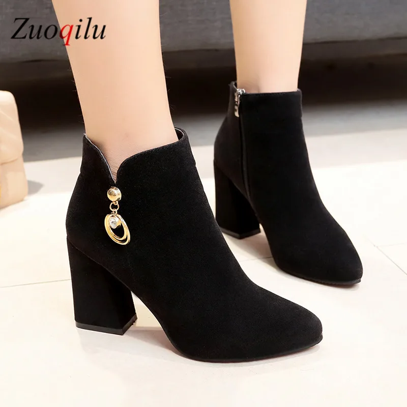 Ботинки женская обувь Модные женские ботильоны на высоком каблуке из