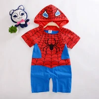 summer newborn baby boys rompers cartoon spiderman print infant girls jumpsuits cotton hoodies short sleeve outfits bebe clothes