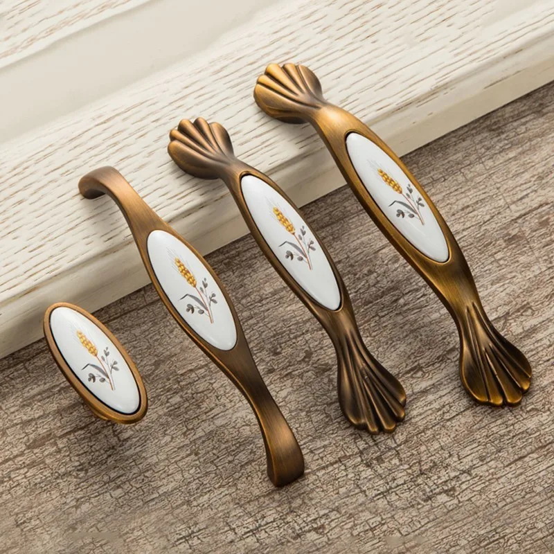 Античная бронза керамические ручки для шкафов винтажный ящик дверные к шкафу