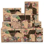 9 штук рождественские подарочные коробки Рождественский проект упаковочная бумажная коробка дизайн Санта-Клауса с прозрачным окном на заказ именная бирка 22 см