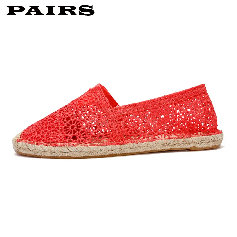 Летняя женская обувь на плоской подошве Дышащая в рыбацком стиле с кружевом