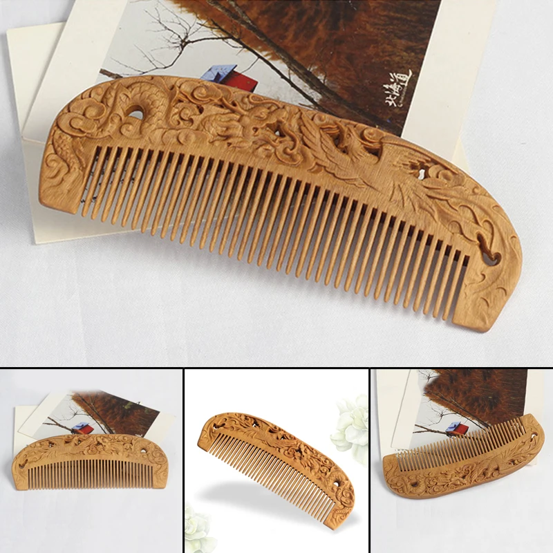

Natural Sandalwood Wood Comb Anti-Static Exquisite Double Sided Carved Wooden Hair Comb Birthday Gift for Girlfriend SANA889