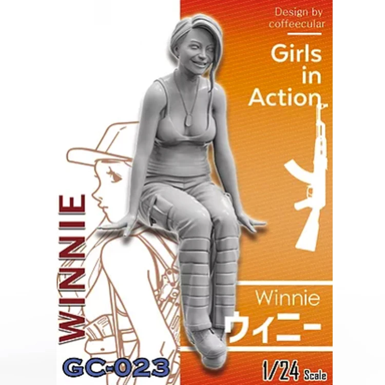 1/24 Винни сидение девушки в действии фигурка модели из смолы GK несобранный и