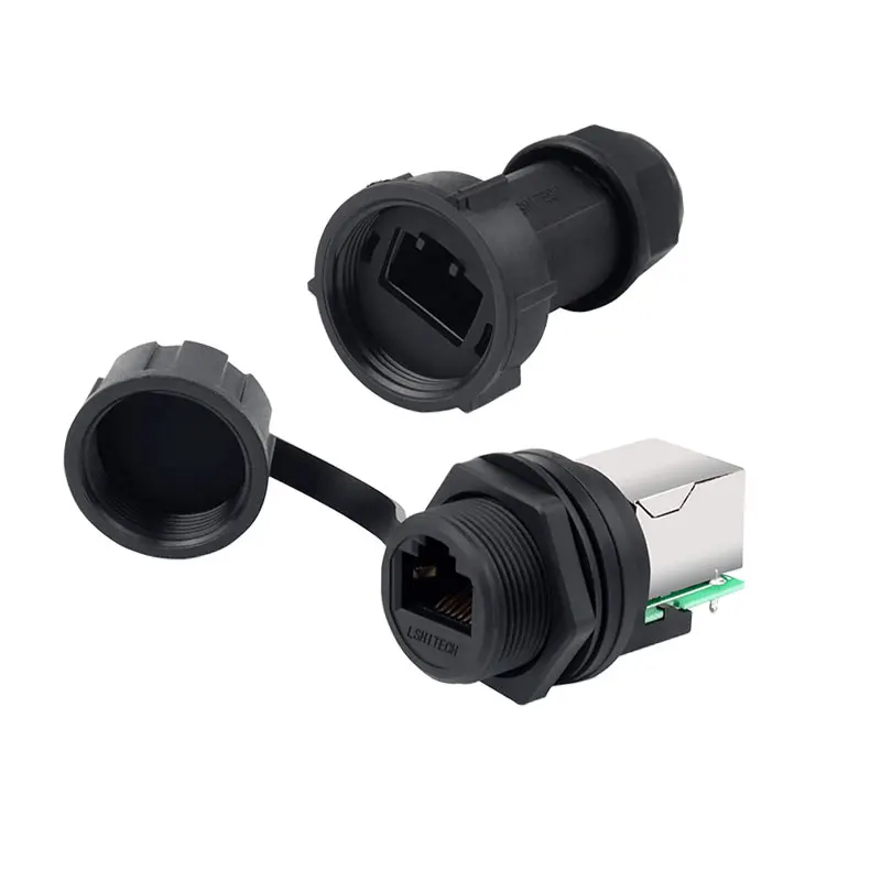 Waterproof Industrial Cat5 8P8C Aviation Male Plug Female Socket Ethernet Network RJ45 Connector Adapter 20.8 hole |