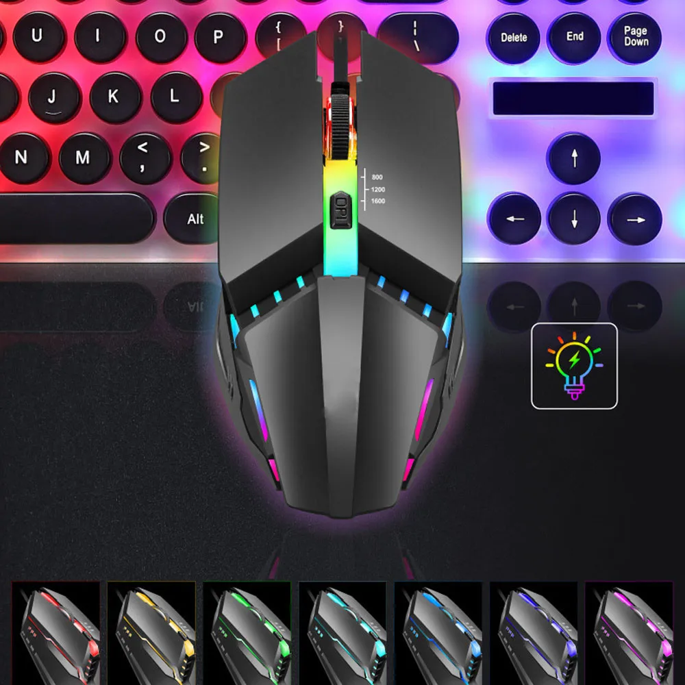 K3 Usb Wired 7color Lighting 1600dpi Adjustable Gaming Mouse Mice For Computer Computer Mouse Notebook Mouse