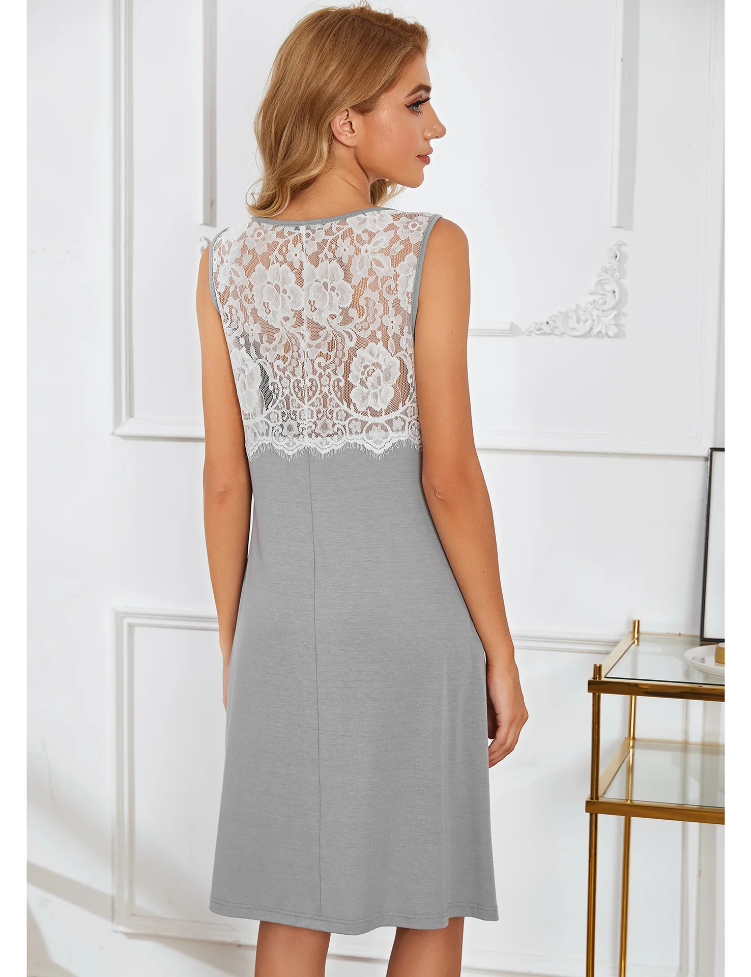 Spring and Summer New Pure Color Suspender Cross Border Women's Nightdress Sexy Slim Fit, Can Wear Medium Skirt Home Clothes