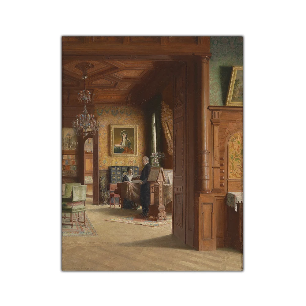 Фридрих фон Амерлин Карл пробст с женой Жизела на пианино художественные картины