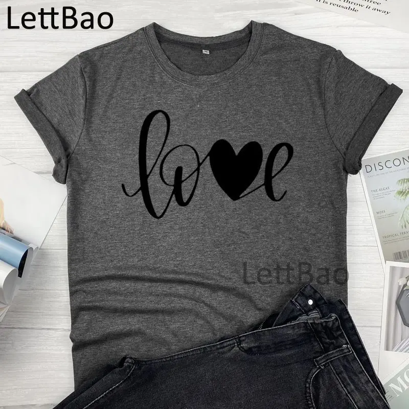 

Love Fashion Women T-shirts Summer Funny Print Harajuku Casual Personality Vogue Streetwear Men Women's Cotton Tops T Shirt