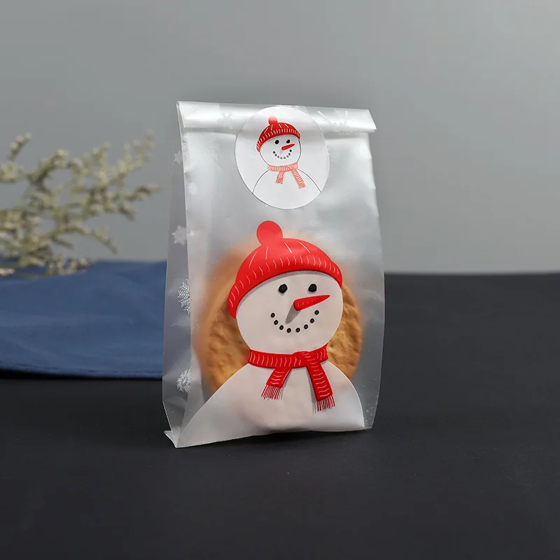 Small 50PCS 50 шт Рождественский мешок Санта Клаус Снеговик целлофановый печенье помадка Конфеты Подарок Счастливого Рождества бисквит мешочек для печенья, конфет - Цвет: Small 50PCS