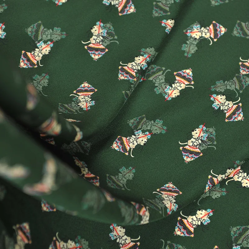 Натуральная шелковая ткань с цветочным принтом 24 мм Тяжелая крепированная