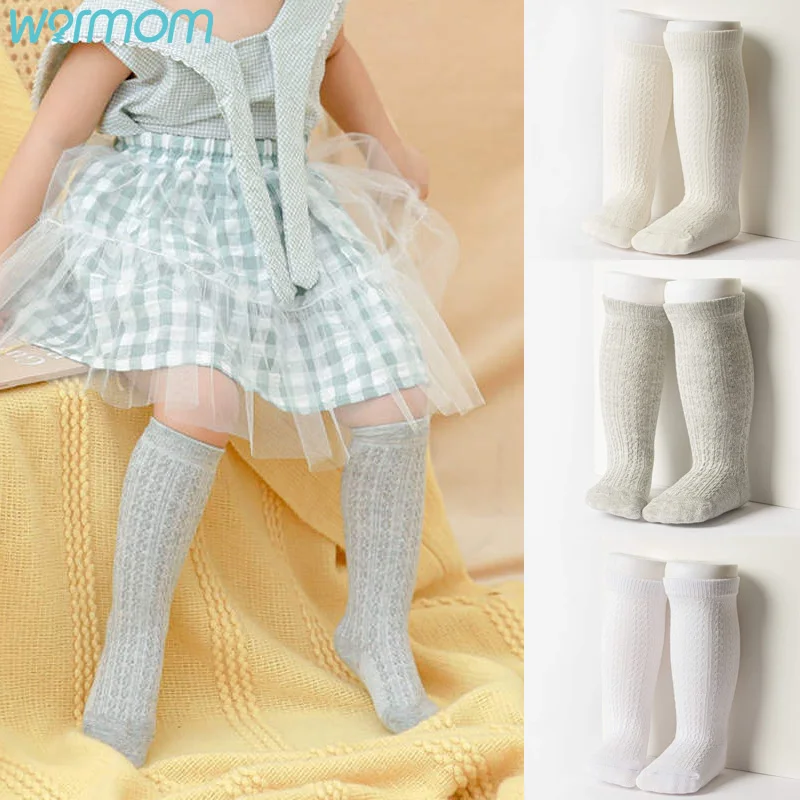 Warmom-Calcetines de algod&oacute;n hasta la rodilla para beb&eacute;, calentador de piernas, accesorios para reci&eacute;n nacido, primavera y verano-0