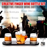nancihui 1000ml whiskey bottle wine glass set creative finger glass decanter home office bar decoration free ice wine stone