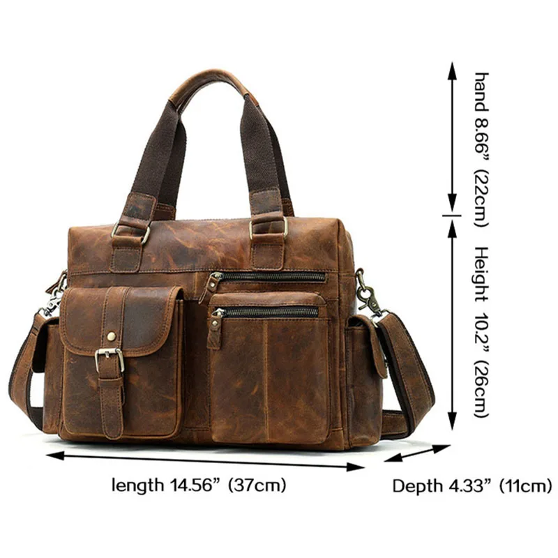 

Retro Natural Cow Leather Men's Travel bags Handbag Brown Coffee Genuine Leather Messenger Bag Men Shoulder Crossbody bags 2019