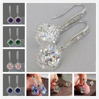lady elegant fashion noble 925 silver diamond dangle drop earrings for women jewelry