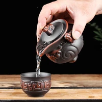 zhaocai hand holding teapot zisha teapot four feet wangcai retro single teapot one character teapot auspicious meaning 160ml