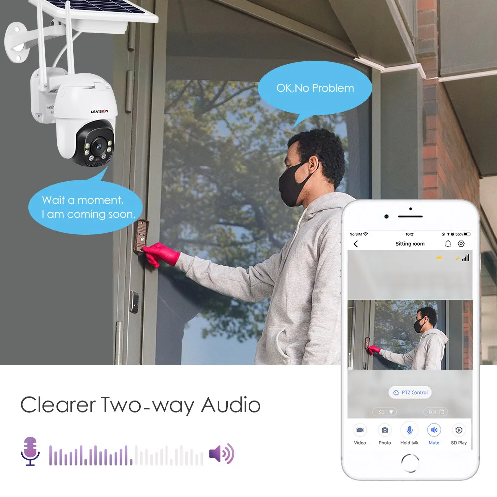 Беспроводная Водонепроницаемая камера видеонаблюдения с солнечной панелью