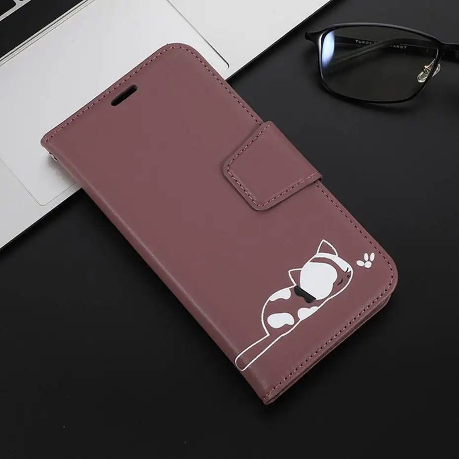 Кожаный чехол с откидной крышкой для samsung Galaxy S10 E S9 J4 J6 A7 A6 плюс A10 A20 E A30 A40 A50 A70 милый кошелек с котами чехол для телефона