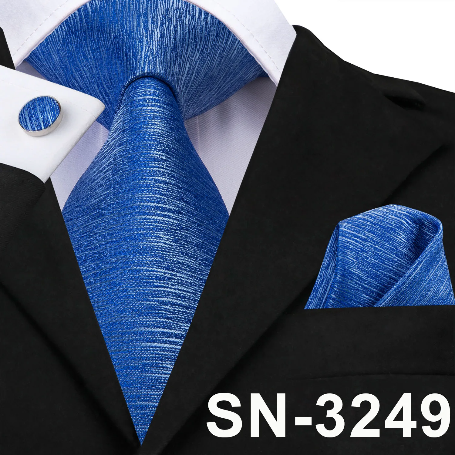 SN-3249 Hi-Tie роскошные шелковые галстуки с рисунком Пейсли Набор Синий Черный Серый шеи носить галстук платок Набор Запонок Модные мужские галстуки - Цвет: SN-3249