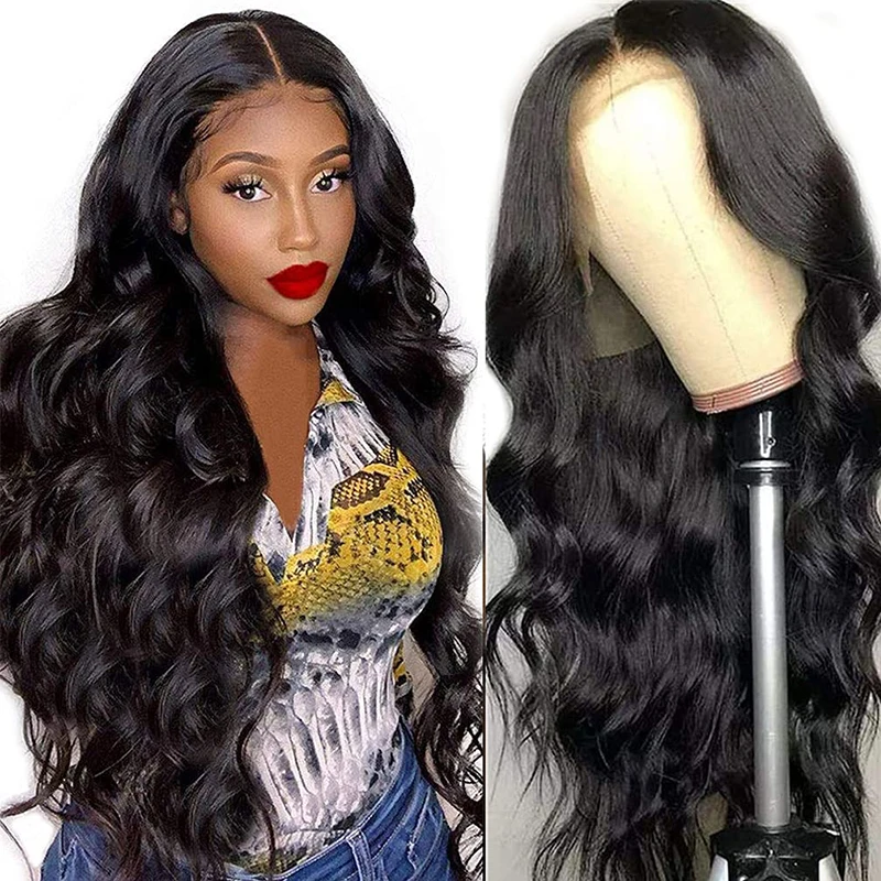 13×4 Lace Front Human Hair Wigs for Women Pre Plucked Brazilian Body Wave Lace Front WigS with Baby Hair Natural Black Color