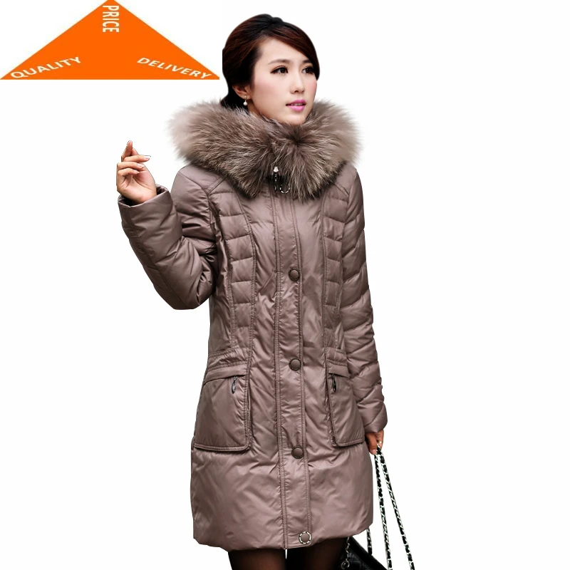 

Size Winter Plus Female Fashion Ladies 20% Duck Down Jacket + Large Fur Hooded 2020 Korean Thick Warm Long Coat 985