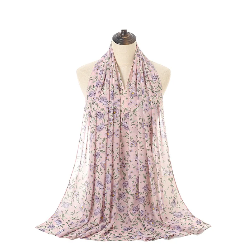 

Floral Chiffon Scarf Women Spring Summer Scarves Thin Shawls And Wraps Foulard WJ0040