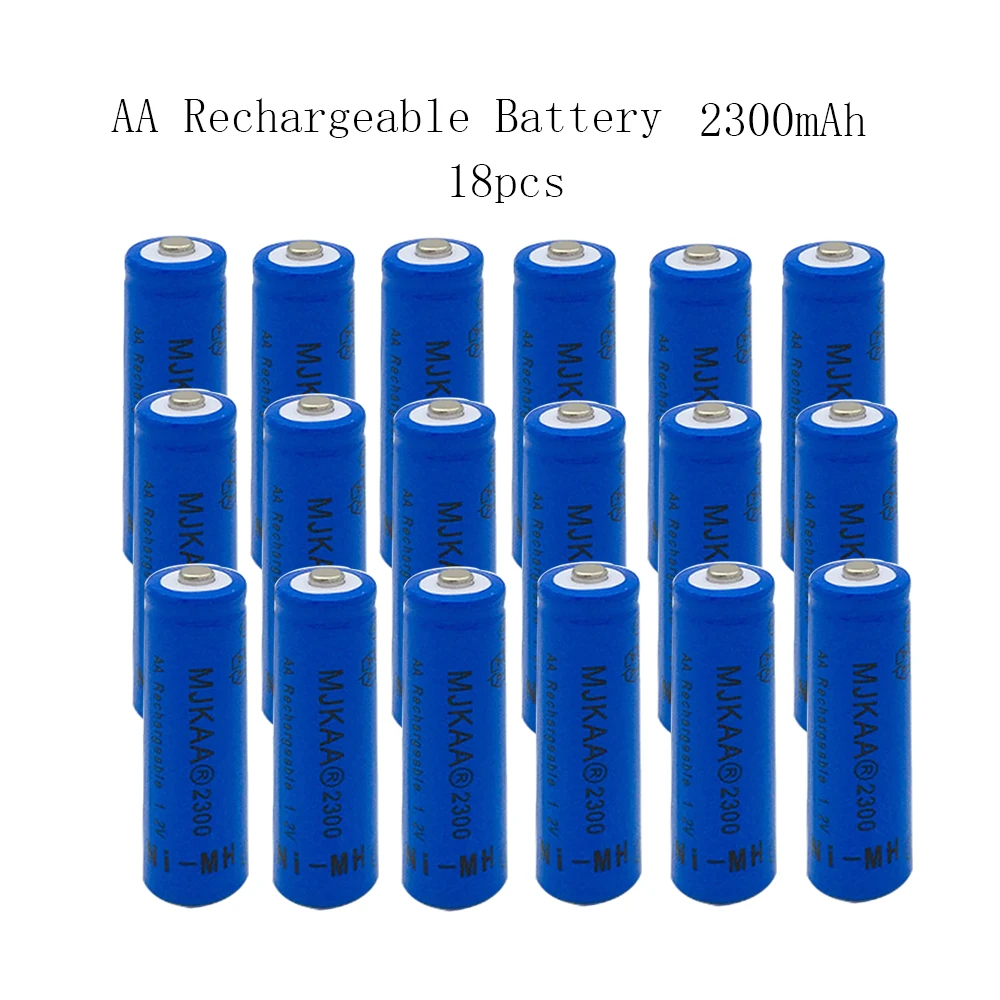 

AA 2300mAh 1.2V 18PCS 2A Ni-MH Rechargeable Battery NI-MH Batteries For Remote Control Toys LED Lights Pre-Charged