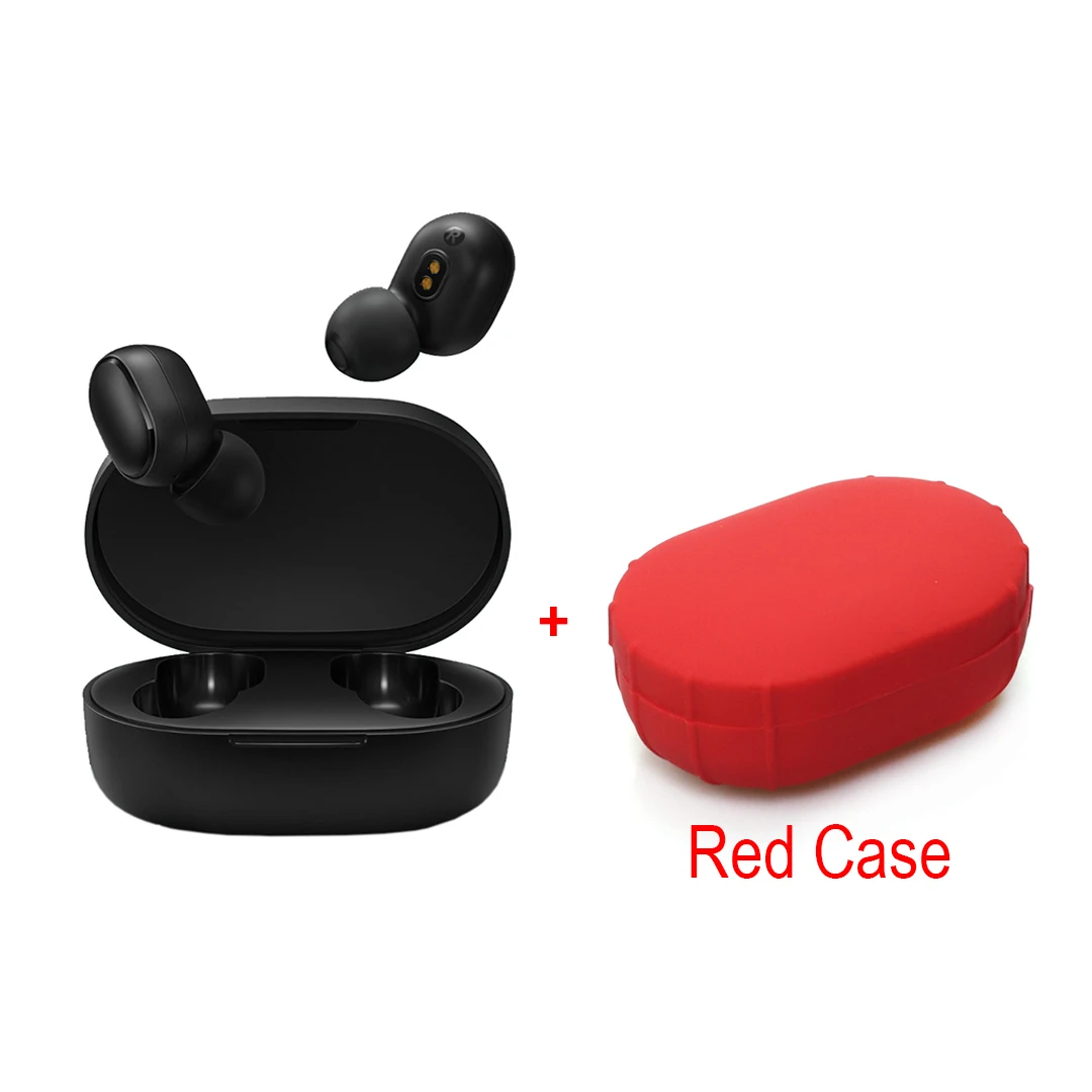 Add Red Case Xiaomi Redmi Airdots TWS, Bluetooth 5,0, беспроводные наушники, гарнитура, наушники, голосовое управление, шумоподавление, управление краном - Цвет: Add Red Case