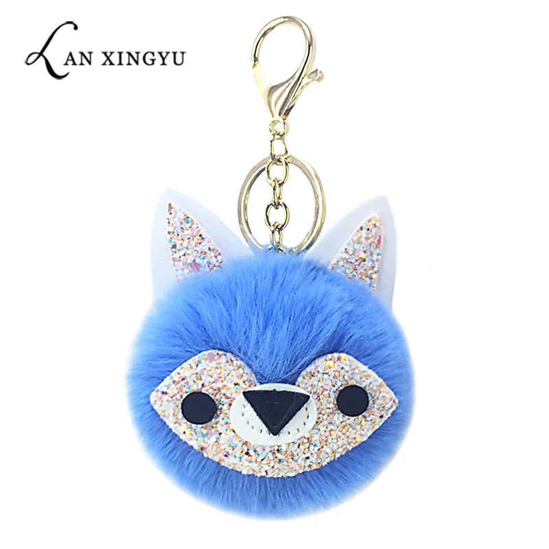 Новая цепочка для ключей с помпоном из лисьего меха кулон искусственного плюша