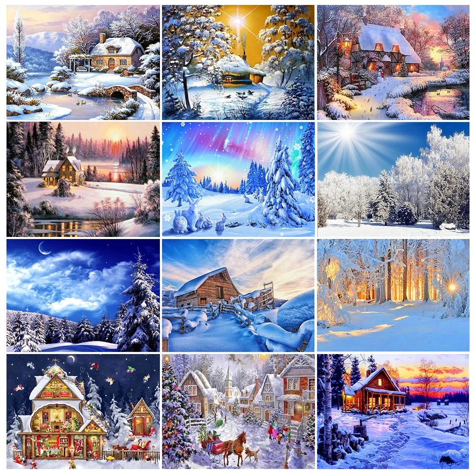 

5D DIY diamond painting landscape winter full square/round diamond embroidery kit mosaic rhinestone decoration gift cross stitch