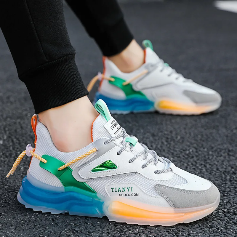 

Кроссовки мужские спортивные с радужной подошвой, повседневная обувь для бега, дышащие, на толстой подошве