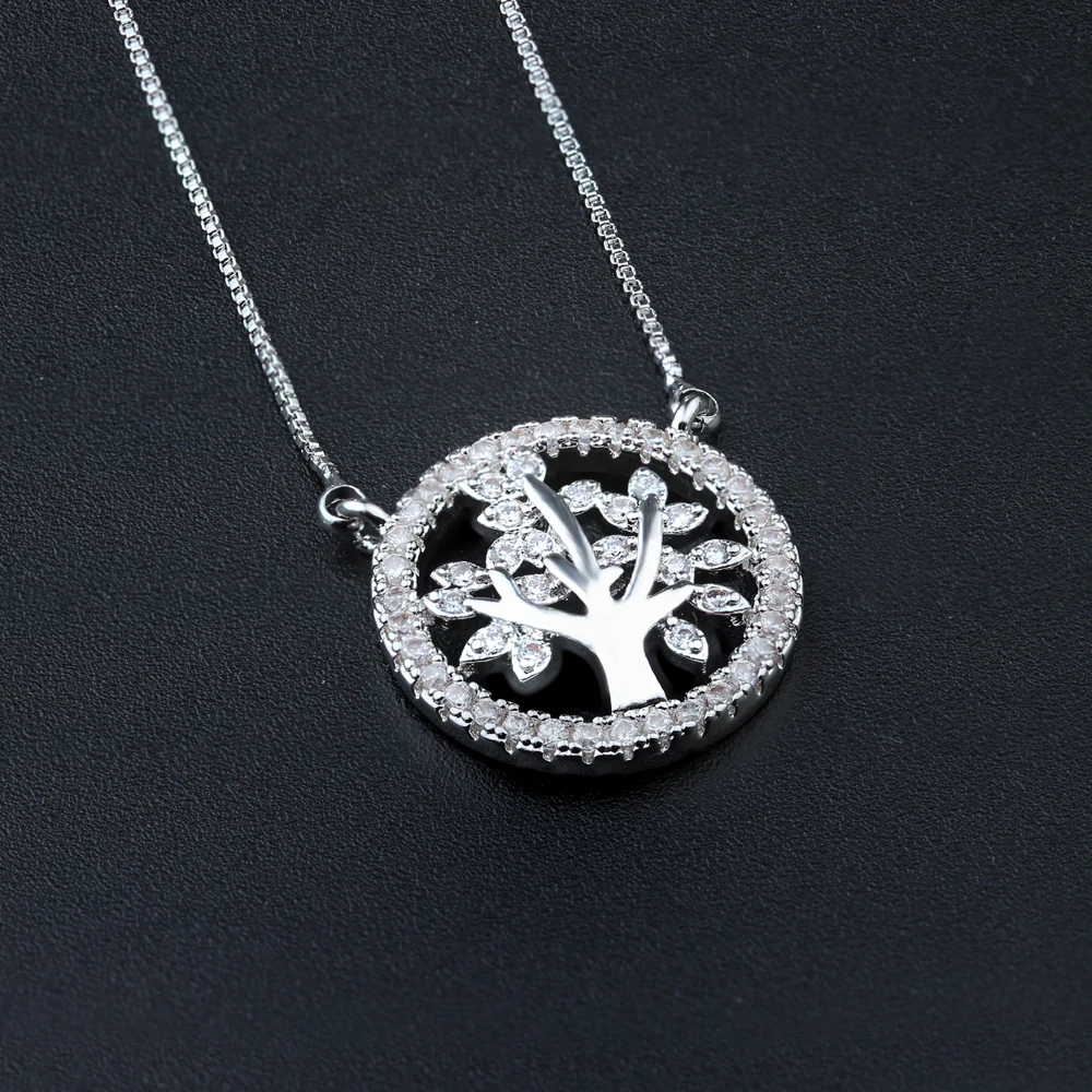 Ожерелье Newranos с деревом жизни подвески из фианита маленькое круглое женское
