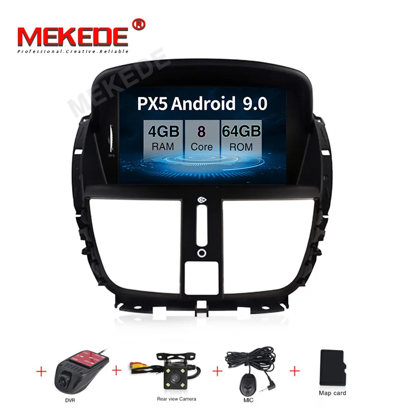 1din 8 ядерный 4G Android 9,0 автомобильный Радио dvd-плеер мультимедиа для peugeot 207 207CC 2007- авто аудио gps Камера просмотра wifi BT - Цвет: 64G add DVR Camera