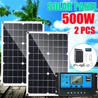 500w solar panel 18v sun power solar cells bank pack w connector cover solar controller ip65 for phone car rv boat charger