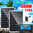 Солнечная панель, 500 Вт, 18 в, солнечные батареи, пакет с соединительной крышкой, Солнечный контроллер IP65 для телефона, автомобиля, RV, лодки, зарядное устройство