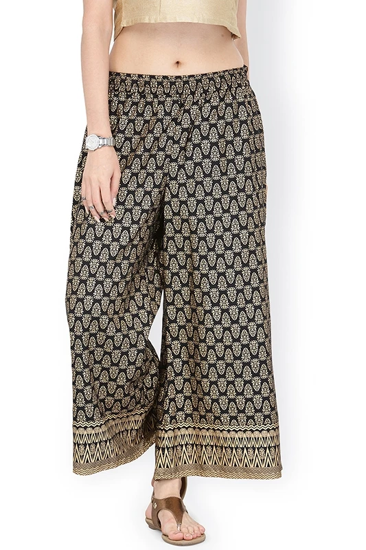 Shalwar Indian Pants Thin Ethnic Gold Printed Black Wide Leg Cotton Trousers Shalwars Salwar Dress Women Costume | Тематическая