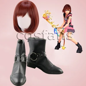 Парик для косплея Kairi Princess, короткие термостойкие синтетические волосы, чёрная обувь Kairi, короткие красновато-коричневые, для косплея, Kingdom Hearts III