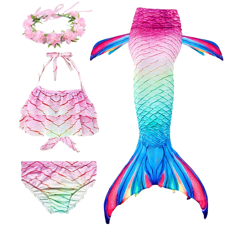 Детские хвосты маленькой русалки для девочек с плавником купальник бикини