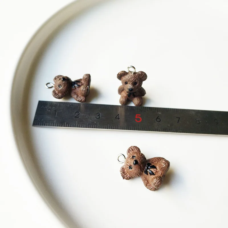 10pcs Lovely 3D Bear Resin Charms Pendant Findings Diy for Jewelry Making Small Bear Keychain Necklace Crafts Handmade Accessory image 3