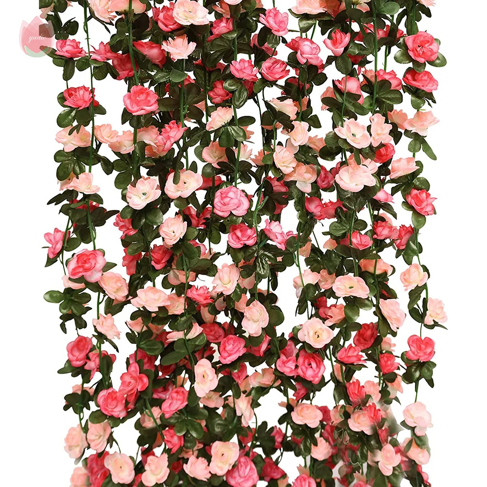 250Cm Rose Flowers Wall Ivy Vines Room Decor Garland Wedding Home Spring Decoration Artificial Liana Garden Arch Fake Plant Vine