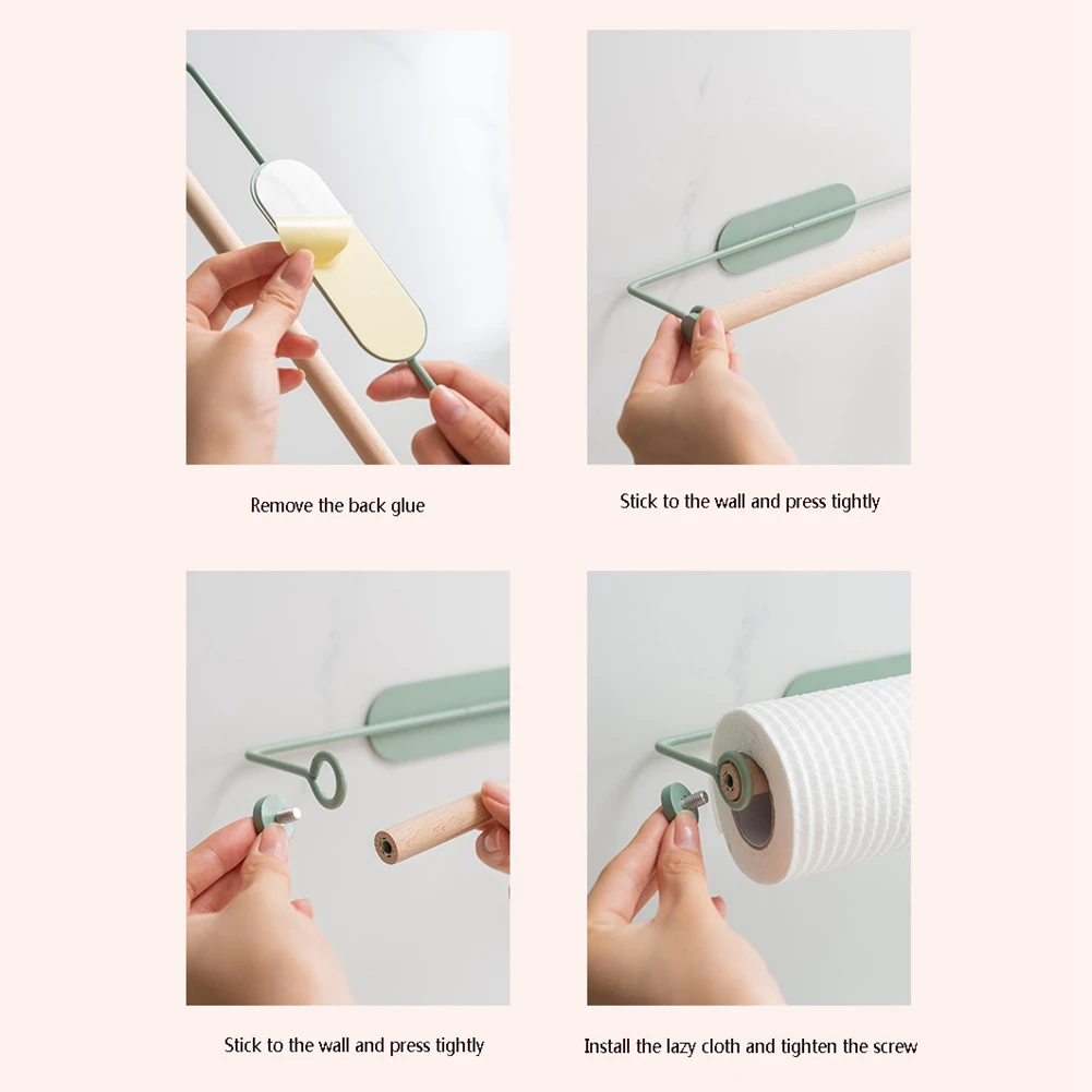 

Kitchen Roll Paper Holder Self Adhesive Iron Rack Towel Bars Hanger Home Bathroom Organizer Storage Shelf